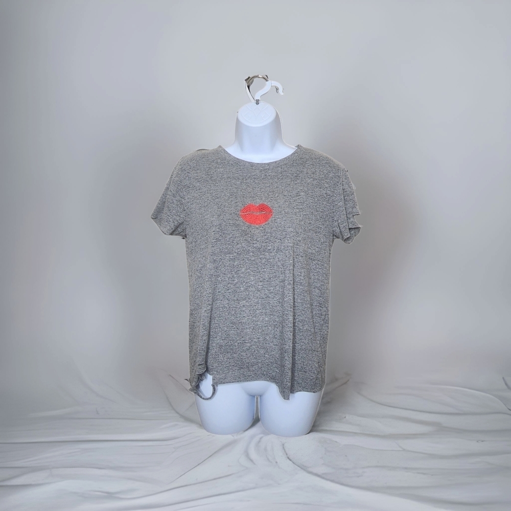 Wildfox Pucker Up Stellar Crew Slashed Short Sleeve Tee - Picture 2 of 9